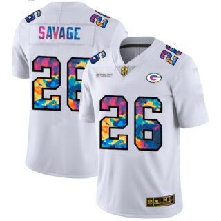 Green Bay Packers #26 Darnell Savage Jr. Men's White Nike Multi-Color 2020 NFL Crucial Catch Limited NFL Jersey