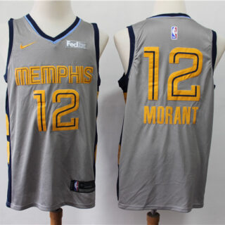 Grizzlies 12 Ja Morant Gray City Edition Nike Swingman Jersey