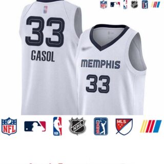 Grizzlies #33 Marc Gasol White Basketball Swingman Association Edition Jersey