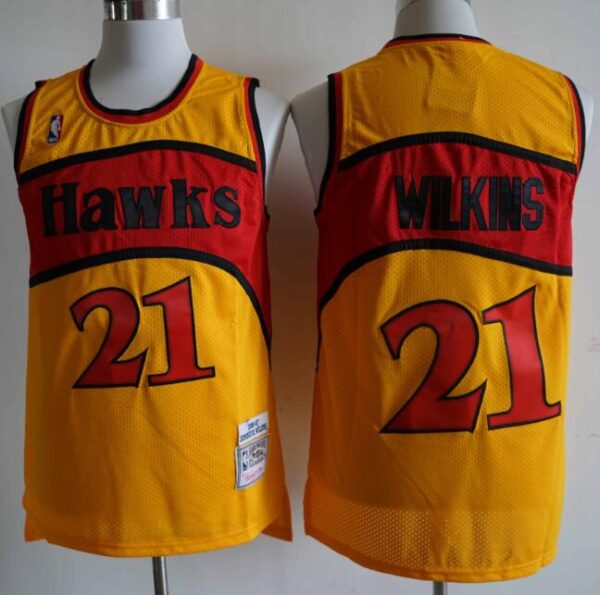 Hawks 21 Dominique Wilkins Orange 1986-87 Hardwood Classics Jersey