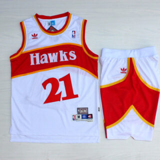 Hawks 21 Dominique Wilkins White Hardwood Classics Jersey(With Shorts)