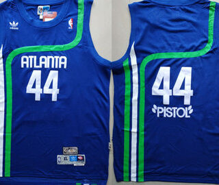 Hawks 44 Pistol Pete Maravich Blue Hardwood Classics Jersey