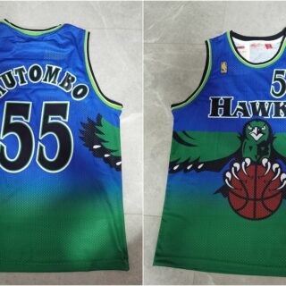 Hawks 55 Dikembe Mutombo Green 1996-97 Hardwood Classics Jersey