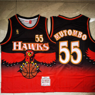 Hawks 55 Dikembe Mutombo Red 1996-97 Hardwood Classics Jersey
