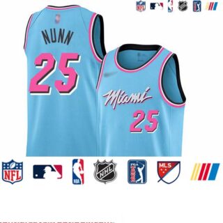 Heat #25 Kendrick Nunn Blue Basketball Swingman City Edition 2019 20 Jersey