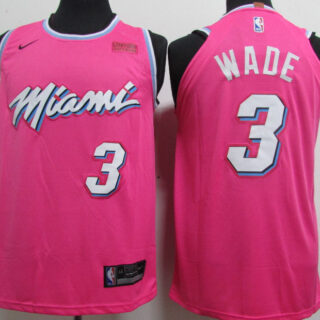 Heat 3 Dwyane Wade Pink 2018-19 Earned Edition Nike Authentic Jersey