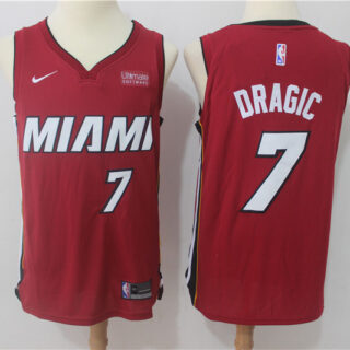 Heat 7 Goran Dragic Red Nike Authentic Jersey