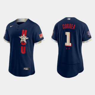 Houston Astros #1 Carlos Correa 2021 Mlb All Star Game Authentic Navy Jersey