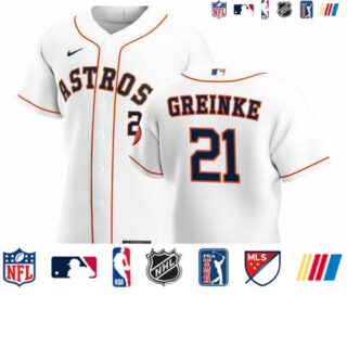 Houston Astros #21 Zack Greinke Men's Nike White Home 2020 Authentic Player MLB Jersey