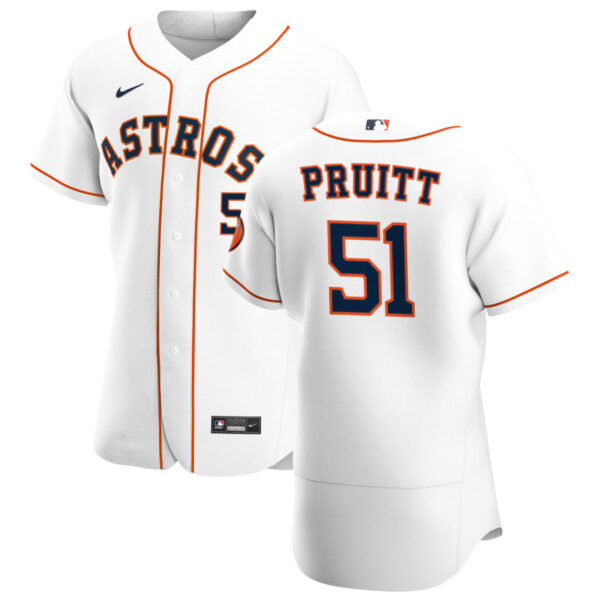Houston Astros #51 Austin Pruitt Men's Nike White Home 2020 Authentic Player MLB Jersey