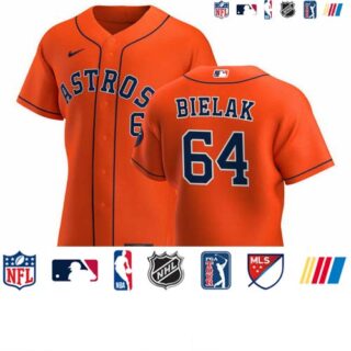 Houston Astros #64 Brandon Bielak Men's Nike Orange Alternate 2020 Authentic Team MLB Jersey