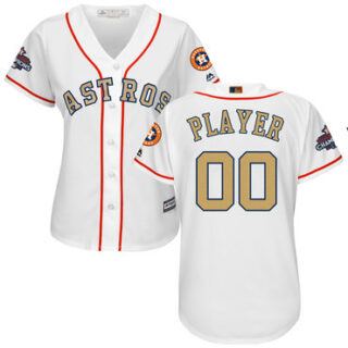 Houston Astros White 2018 Gold Program Women's Customized Cool Base Jersey