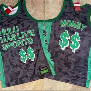 Hulu Has Live Sports Black $$ Money Stitched Basketball Jersey