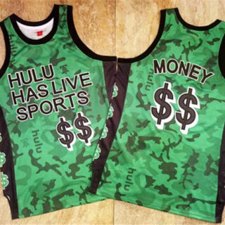 Hulu Has Live Sports Green $$ Money Stitched Basketball Jersey