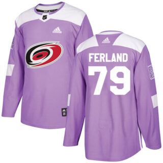 Hurricanes #79 Michael Ferland Purple Authentic Fights Cancer Stitched Hockey Jersey
