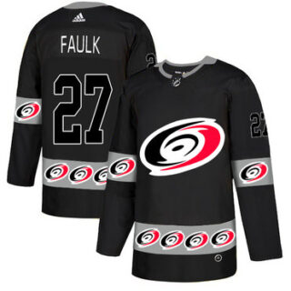 Hurricanes 27 Justin Faulk Black Team Logos Fashion Adidas Jersey