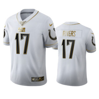 Indianapolis Colts #17 Philip Rivers Men's Nike White Golden Edition Vapor Limited NFL 100 Jersey