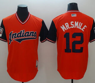 Indians 12 Francisco Lindor Mr. Smile Red 2018 Players' Weekend Authentic Team Jersey