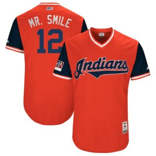 Indians 12 Francisco Lindor Mr. Smile Red 2018 Players' Weekend Authentic Team Jersey