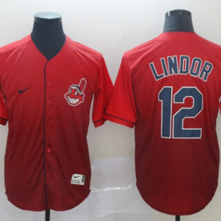 Indians 12 Francisco Lindor Red Drift Fashion Jersey