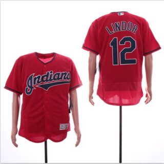 Indians 12 Francisco Lindor Red Flexbase Jersey