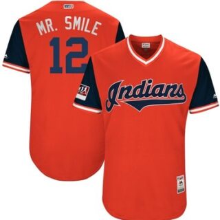 Indians #12 Francisco Lindor Red Mr. Smile Players Weekend Authentic Stitched MLB Jersey