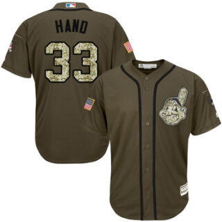 Indians #33 Brad Hand Green Salute to Service Stitched Baseball Jersey