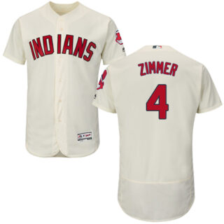 Indians #4 Bradley Zimmer Cream Flexbase Authentic Collection Stitched Baseball Jersey