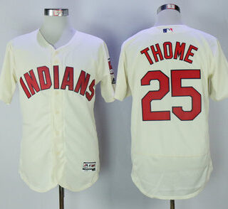 Indians 25 Jim Thome Cream Flexbase Jersey