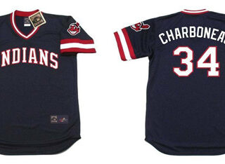 Indians 34 Joe Charboneau Black 1980'S Throwback Cool Base Jersey