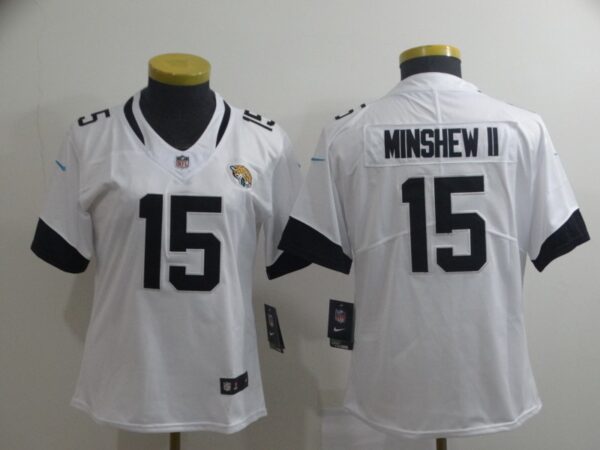 Jaguars 15 Gardner Minshew II White Women Vapor Untouchable Limited Jersey