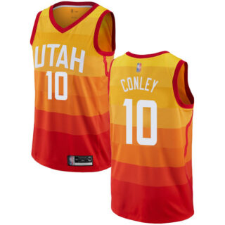 Jazz #10 Mike Conley Orange Basketball Swingman City Edition 2019 20 Jersey