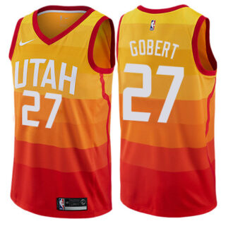 Jazz #27 Rudy Gobert Orange Basketball Swingman City Edition 2019 20 Jersey