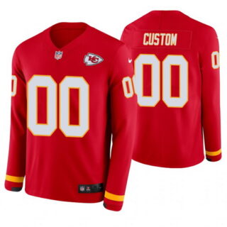 Kansas City Chiefs Custom Red Therma Long Sleeve Jersey