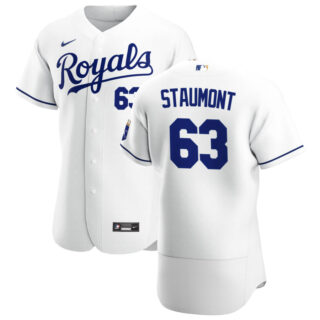 Kansas City Royals #63 Josh Staumont Men's Nike White Home 2020 Authentic Player MLB Jersey