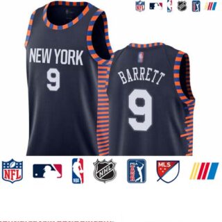 Knicks #9 R.J. Barrett Navy Basketball Swingman City Edition 2019 20 Jersey