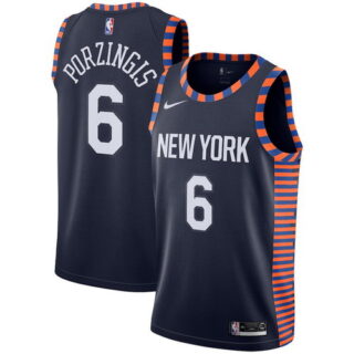 Knicks 6 Kristaps Porzingis Navy 2018-19 City Edition Nike Swingman Jersey