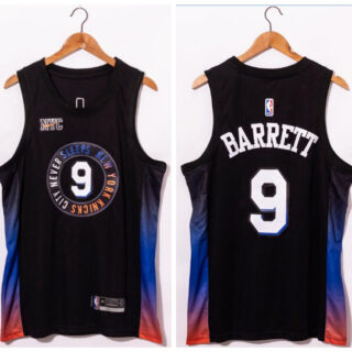 Knicks 9 R.J. Barrett Black 2020 21 City Edition Swingman Jersey