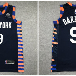 Knicks 9 R.J. Barrett Navy City Edition Nike Authentic Jersey