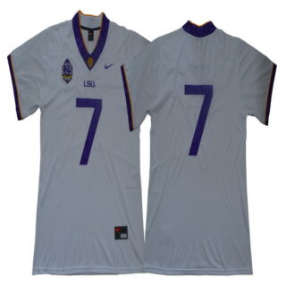 LSU Tigers #7 White 125 Sesons Nike College Football Jersey