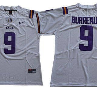 LSU Tigers 9 Joe Burreaux White Nike College Football Jersey
