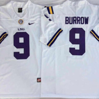 LSU Tigers 9 Joe Burrow White Nike College Football Jersey