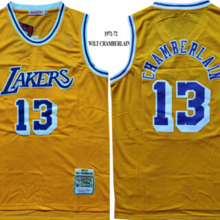 Lakers 13 Wilt Chamberlain Yellow 1971-72 Hardwood Classics Jersey