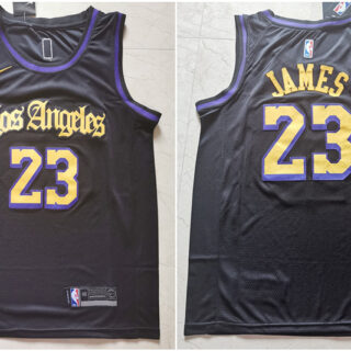 Lakers 23 Lebron James Black City Edition Nike Swingman Jersey