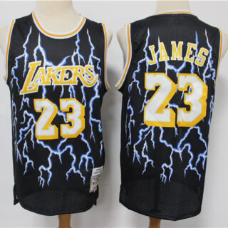 Lakers 23 Lebron James Black Hardwood Classics Lightning Limited Edition Jersey
