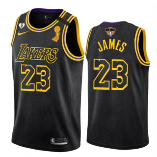 Lakers 23 Lebron James Black Mamba 2 Heart Gigi Patch 2020 NBA Finals Champions Nike Swingman Jersey