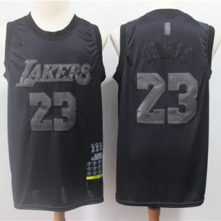 Lakers 23 Lebron James Black Nike Swingman MVP Jersey