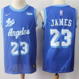 Lakers 23 Lebron James Blue Throwback Nike Swingman Jersey