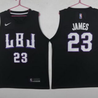 Lakers 23 Lebron James LBJ Black Nike Swingman Jersey