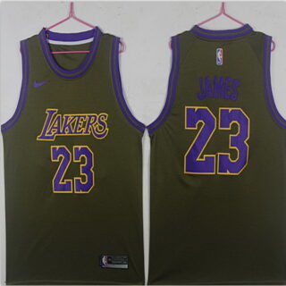 Lakers 23 Lebron James Olive Nike Swingman Jersey